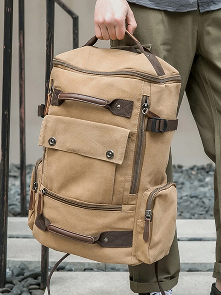 

Мужская парусиновая сумка с двойным плечом Fisk Ретро Спецодежда Дорожная сумка Милая сумка Книжная сумка Молодежная повседневная застежка-молния среднего размера