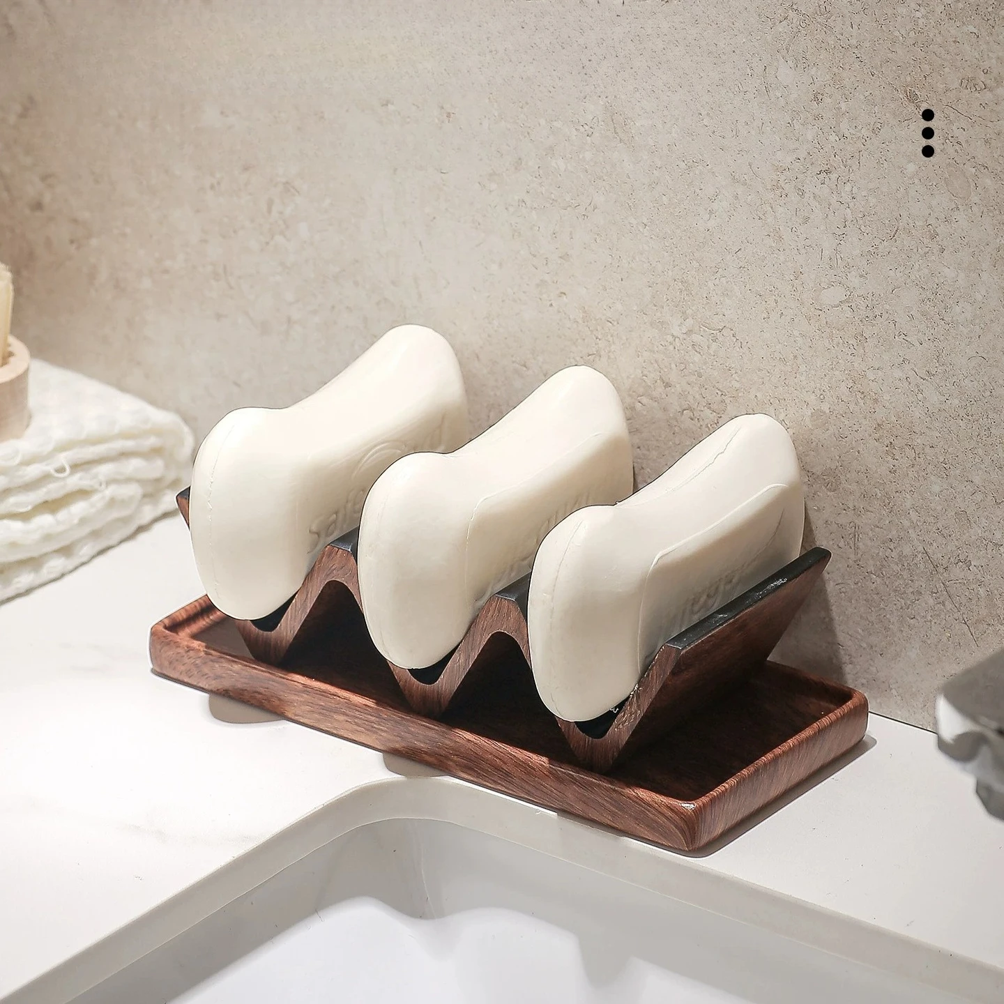 Creative Walnut Wood Grain Soap Box Soap Rack Home Wooden Storage Tray Bathroom Accessory Draining Shelf Soap Box Home Decor
