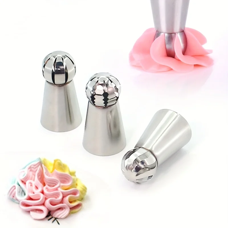 3pcs Russian piping tips, cake frosting piping tips, Russian ball piping tips cake decorating set