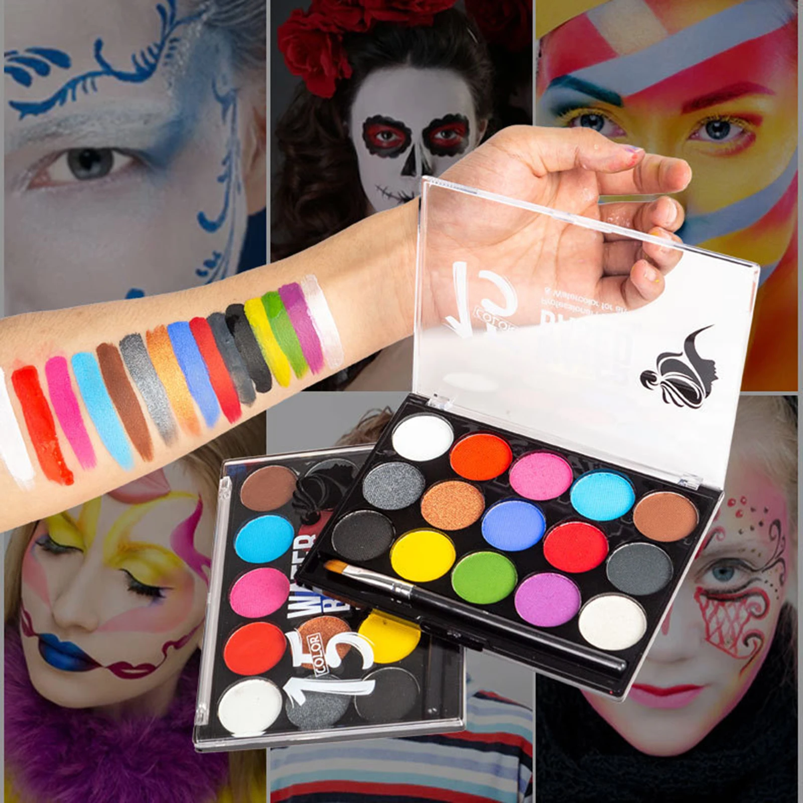 Face Body Paint Set Beauty Paint Palette Facepaint Pigment Makeup Painting Kit for Cosplay Stage Performance Holiday Costume