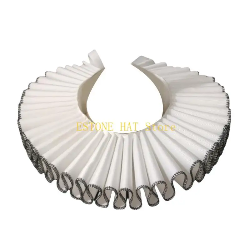 

49MF Накладной воротник унисекс в викторианском стиле с черной окантовкой и оборками для исторических реконструкций