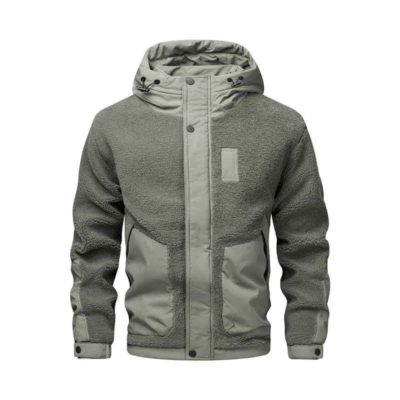 Outdoor cycling sports camping casual trendy loose men's fashion travel business windproof and warm lambskin cotton jacket 2026