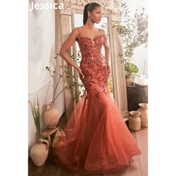 Jessica Luxurious Embroidery Prom Dress Lace Appliqué Vestidos De Fiesta Formal Occasions Princess Mermaid Tulle Party Dress