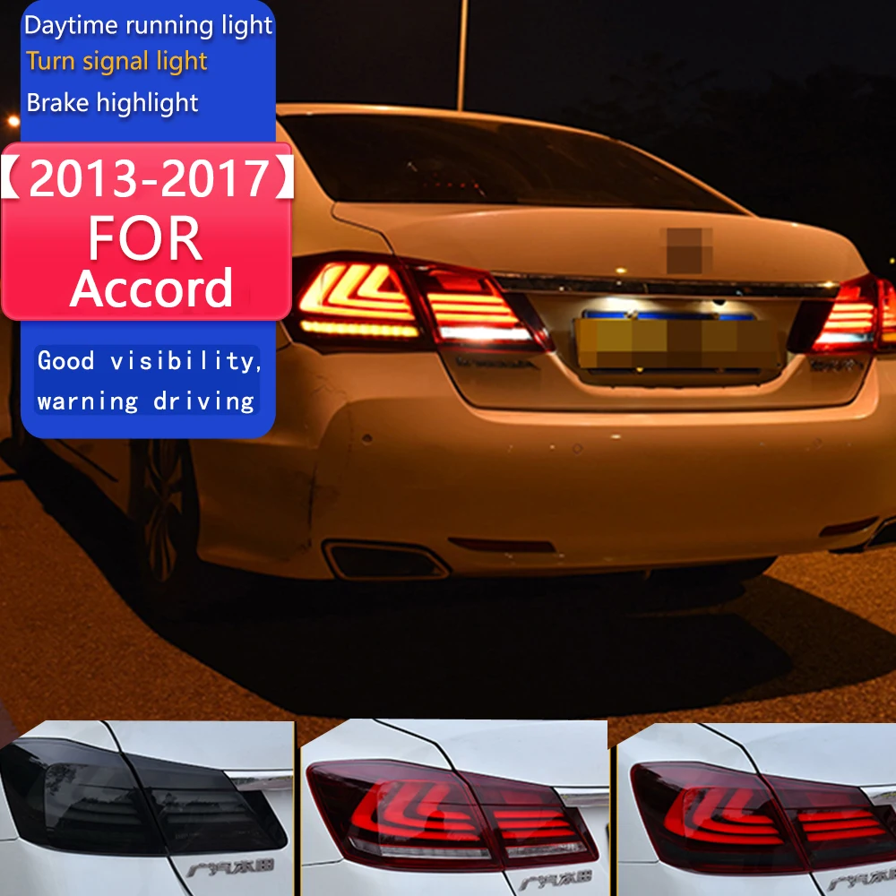 

Стайлинг автомобиля для задних фонарей Accord 2013-2017 Светодиодный задний фонарь Accord Светодиодный задний фонарь DRL Сигнал тормоза заднего хода автоаксессуары