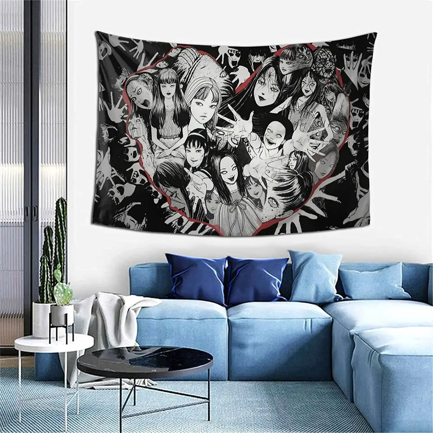 Anime Wall Hanging Tapestry Aesthetic Room Decor Japanese Horror Tapestries Home Decoration Mural Home Decor Wall Hanging Tapiz