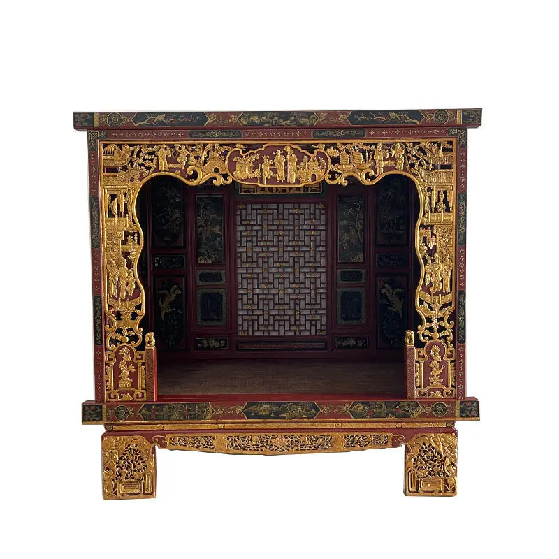 Classical bed Republic of China step-up bed handmade old wood carving flower shelf bed antique wood carving  carving