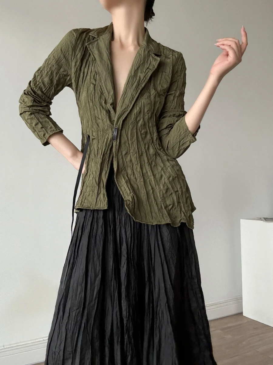 Petrarchan Sonnet getextureerde gevouwen dames irt uniek ontwerp zomer nieuwe Sle Commute Sle Long Sve polyestervezel