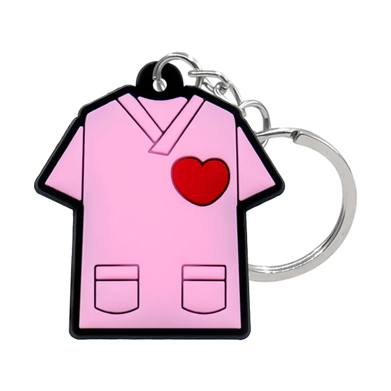 1PCS PVC Medical Style Keychain Nurse Stethoscope Thermometer Key Ring Tooth Herat Key Chain Handbag Accessories for Women Kids