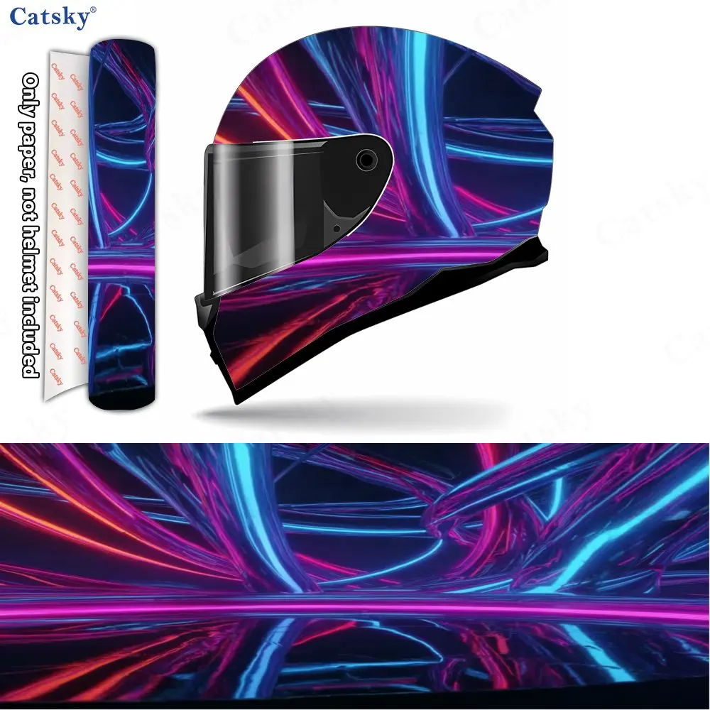 

Neon Lines Motorcycle Helmet Sticker-made Of Durable PVC Material,Racing Style Decorative Stickers,Scratch Resistant And Wear-re