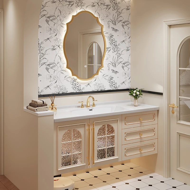 جدار التصميم الحديث خزانة حمام درج قاعدة الغرور فتاة خزانة حمام مرآة تخزين بالوعة Meuble Salle De Bain الأثاث