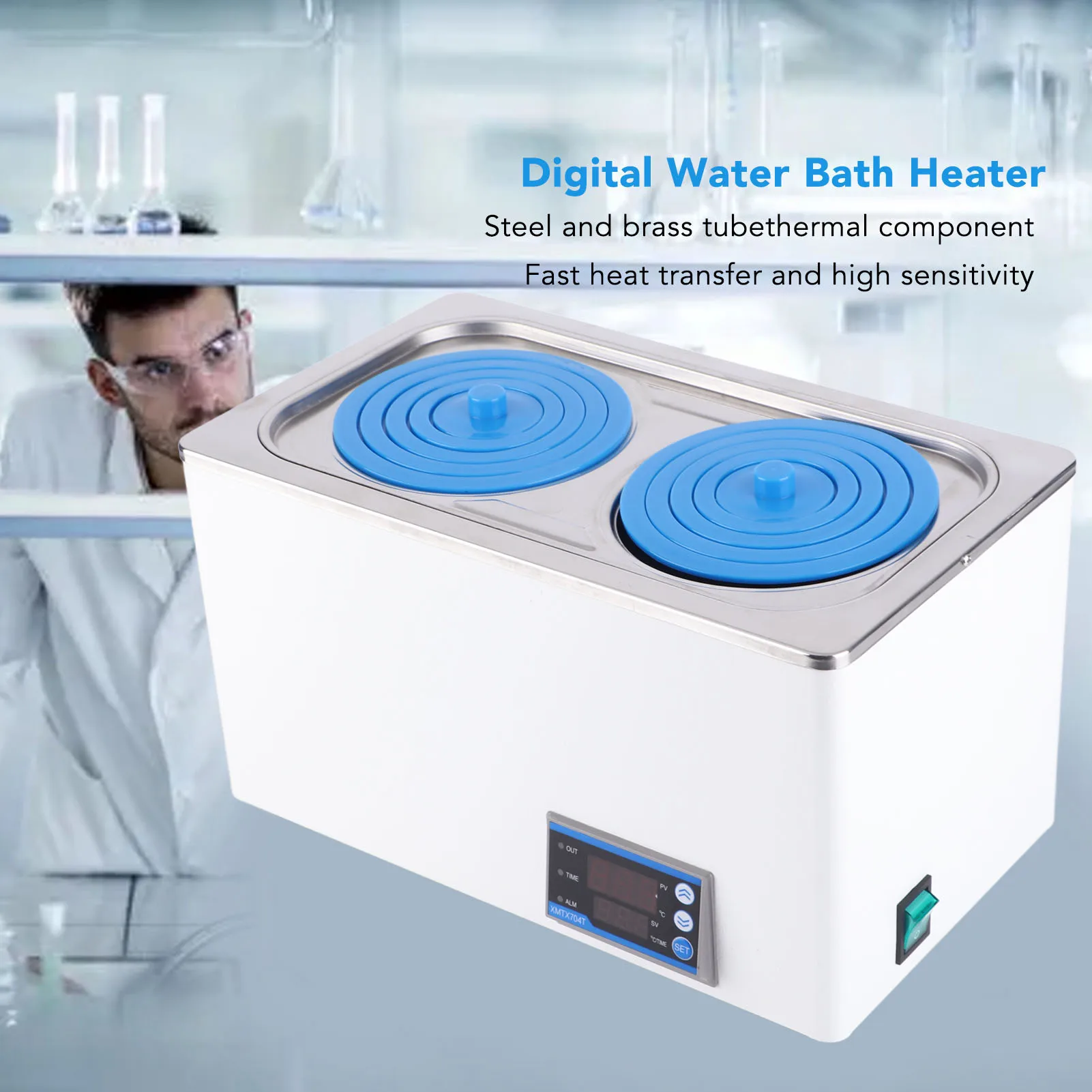 Digital Thermostatic Water Bath Heater Constant Temperature 7L Laboratory Supplies 1 Chamber with 2 Openings Water Bath Heater