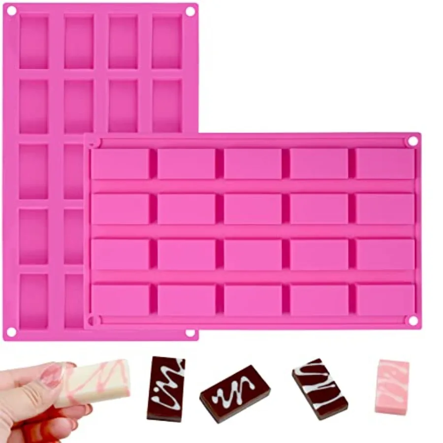 

Sakolla 2 Pack Chocolate Bars Silicone Molds Rectangles Candy Bars Molds Making Chocolate Rice Crispy Pops Caramels Dessert Ene