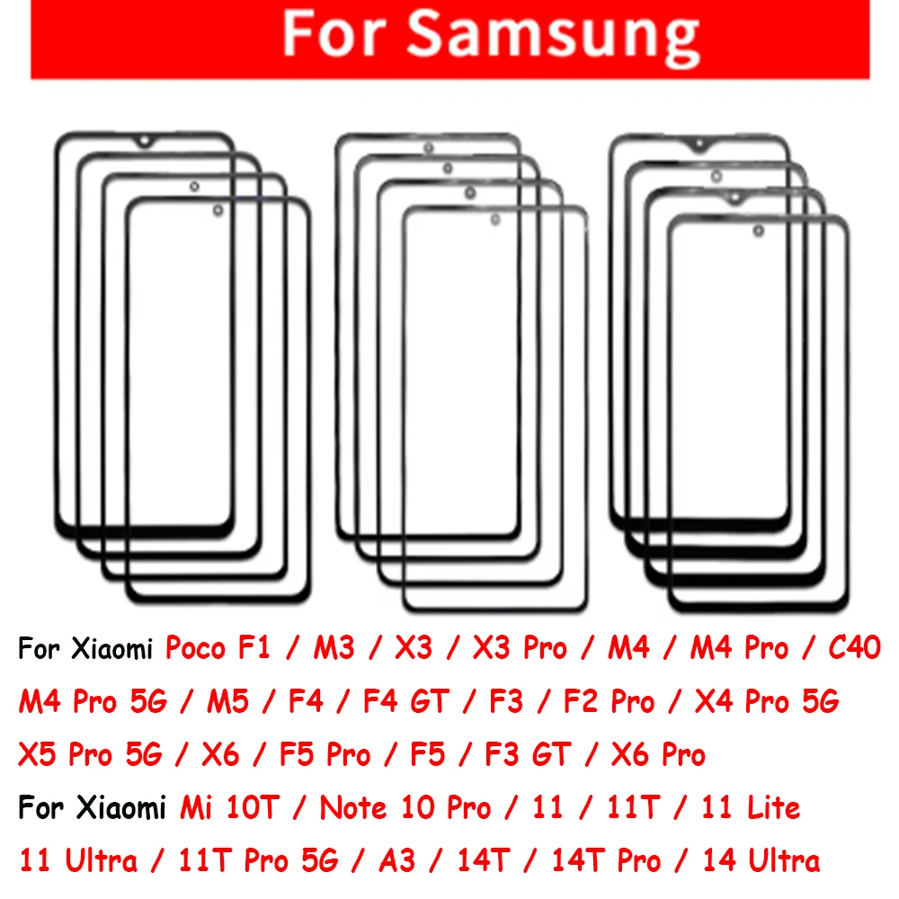 

Front Screen Outer GLASS LCD Lens OCA Touch Panel For Xiaomi Mi 10T 11 Poco F1 M3 X3 M4 C40 M5 F2 F5 F3 F4 GT X4 X5 Pro 5G F3 X6