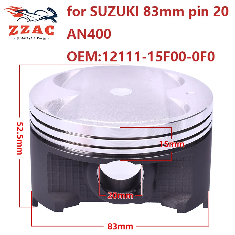 

Bore 83mm 83.25mm 83.50mm 83.75mm 84mm Motorcycle Engine Piston & Rings Kit For Suzuki AN400 Burgman 400 12111-15F00-0F0