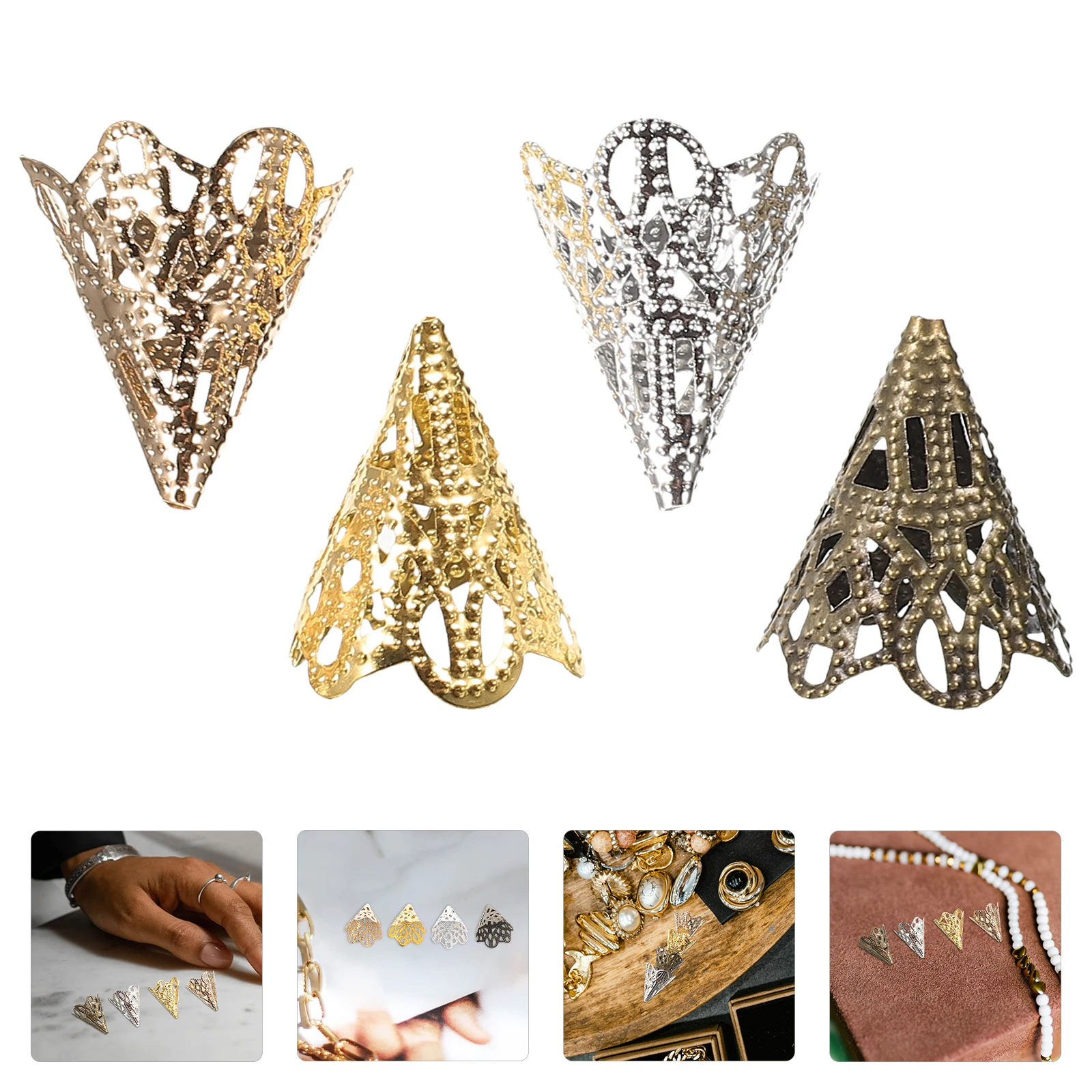 

120 Pcs Necklace Retro Flower Slices Beads for Crafts Caps Jewelry Iron Findings End