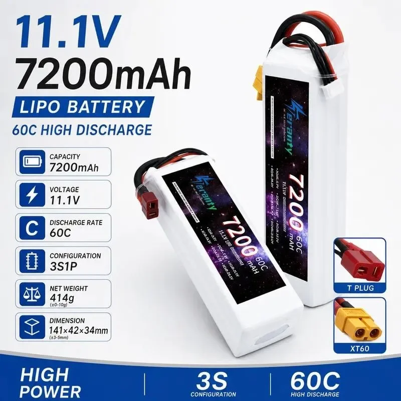 [NEW]  Wholesale 7200mAh 3S 11.1V 60C LiPo Battery for RC Drone Model Aircraft Remote Control Car Boat