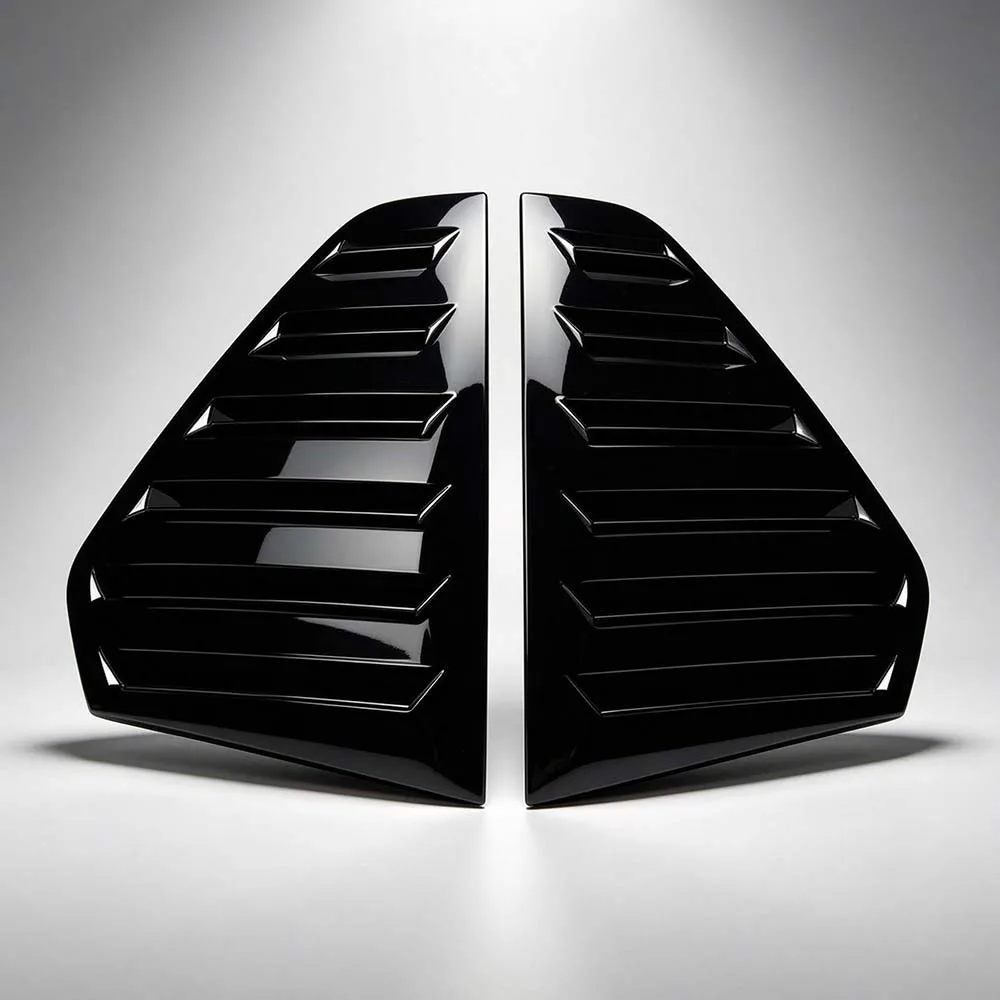 For Volkswagen VW Golf MK8 2020-2023 2Pcs Rear Louver Window Side Shutter Cover Trim Sticker Vent Scoop ABS Carbon Fiber Black