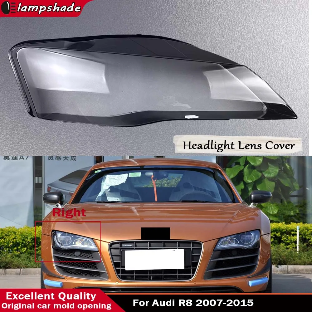 

Car Accessories Transparent PC Material Headlights Glass For Audi R8 2007 - 2015 Headlight Lens Shell Replace Original Lampshade