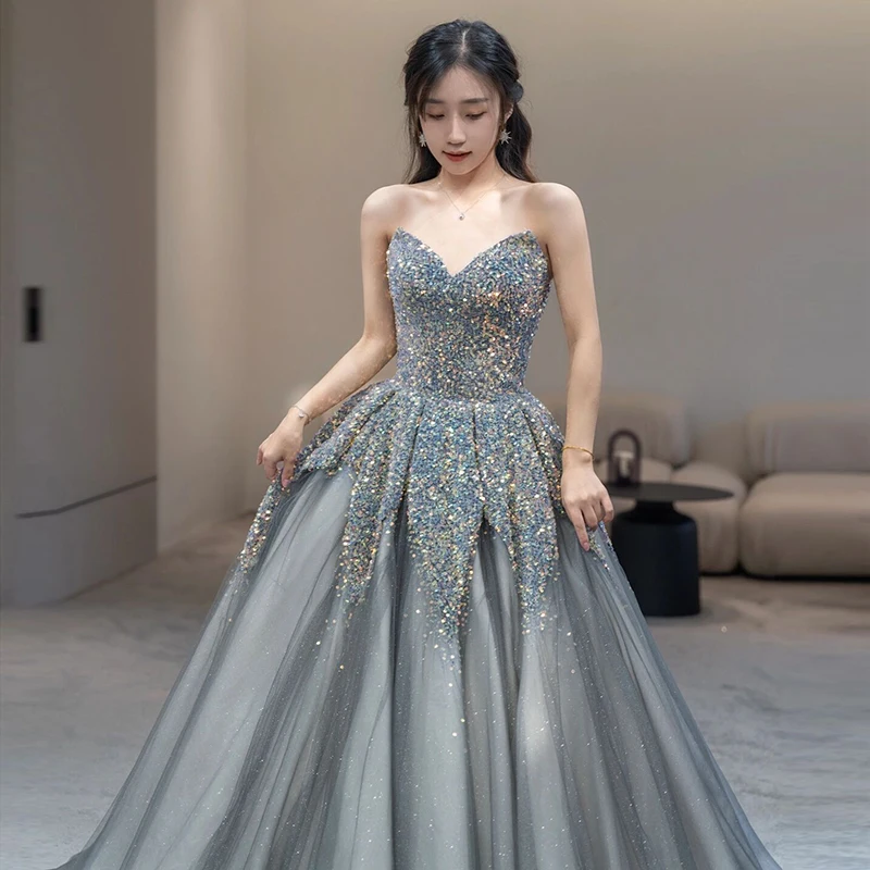 Luxury Banquet Wedding Annual Meeting Fashion Show  Wedding Dress  Evening Dress  Puff Dress Customized