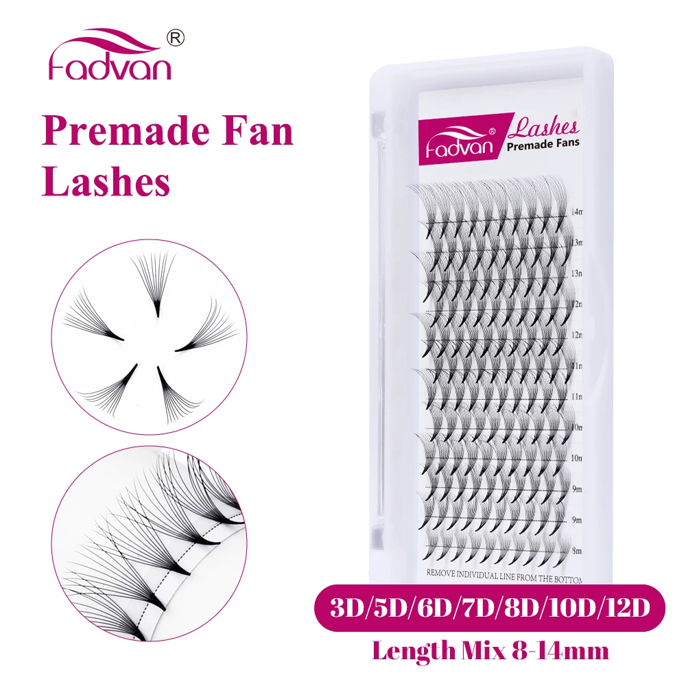 FADVAN Premade Volume Fan Eyelash Extension Supplies 8-14 Mix Soft 3D/5D/6D/10D/12D/20D/30D Premade Volume Fan Lashes Extensions