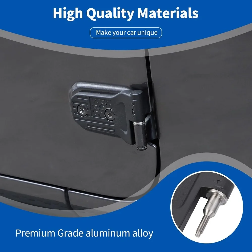 مجموعة مفصلات الأبواب المصنوعة من الألومنيوم للاستبدال على نماذج جيب رانجلر JL JLU 2018-2023 والمصارع JT 2020-2023 ذات 4 أبواب