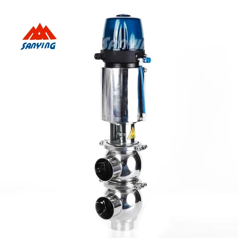 SS304 316 Valvola di avvisi per il controllo del flusso pneumatico sanitario per uso alimentare Valvola di inversione