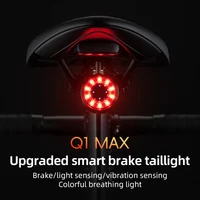 ROCKBROS-luz trasera inteligente para bicicleta, carga tipo C, detección de freno automático, luz trasera LED, accesorios de lámpara para bicicleta de aleación de aluminio Q1MAX
