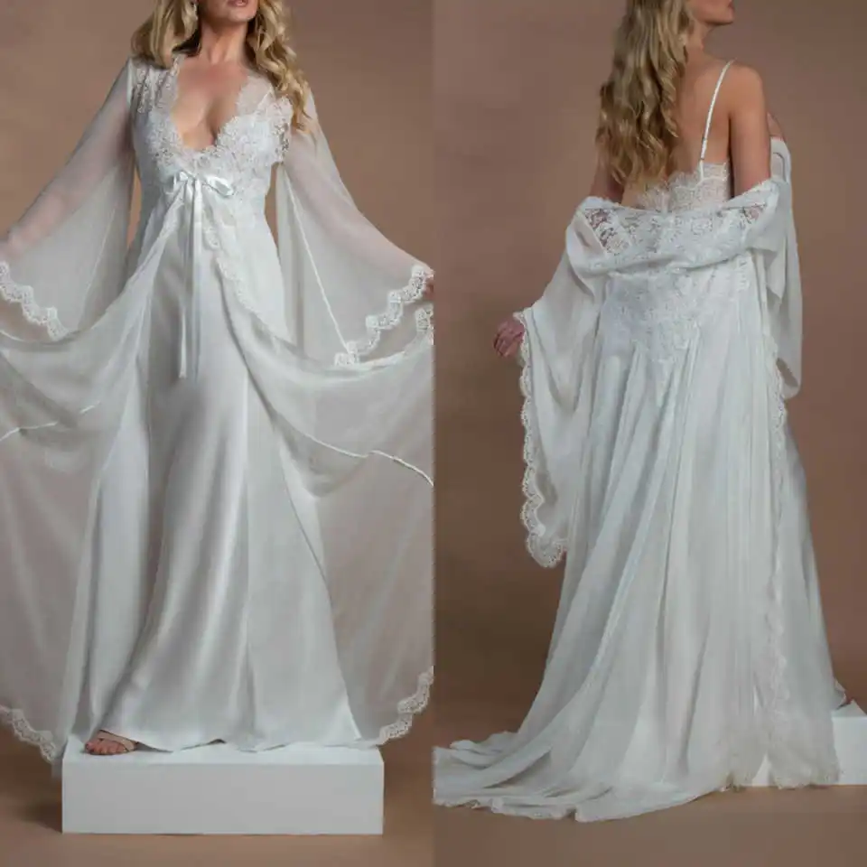 

Элегантный халат невесты и ночная рубашка с аппликацией, одежда для сна для фотосессии, халат, пижамы для выпускного вечера, подружки невесты на заказ