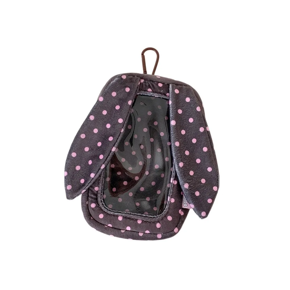 Rabbit Ear Bunny Storage Bag Dots Printed with Clear Window Protector Case Zipper PVC Material Hanging Storage Bag