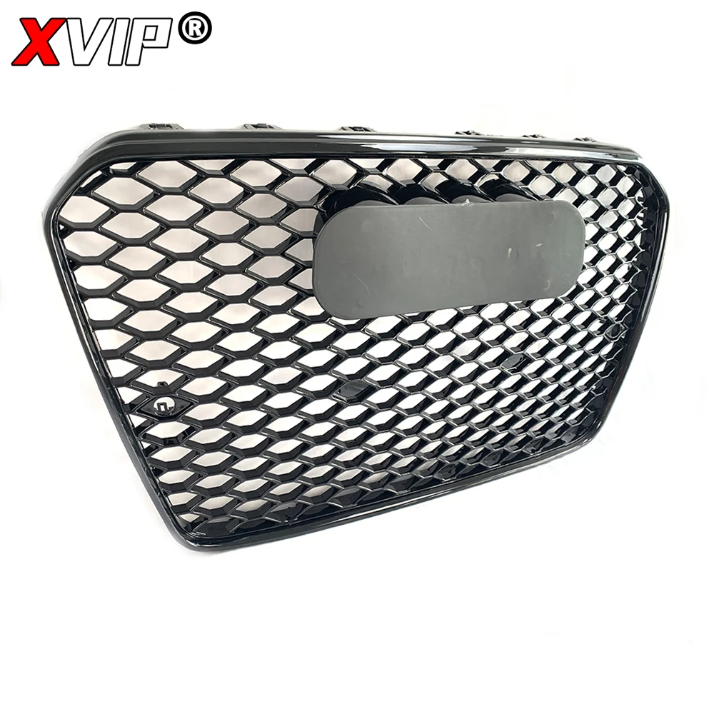 XVIP All Glossy Black Racing Grills Radiator Grill For Audi A5 S5 8T 2013-2016 To RS Style Upper Grid Black Front Bumper Grille