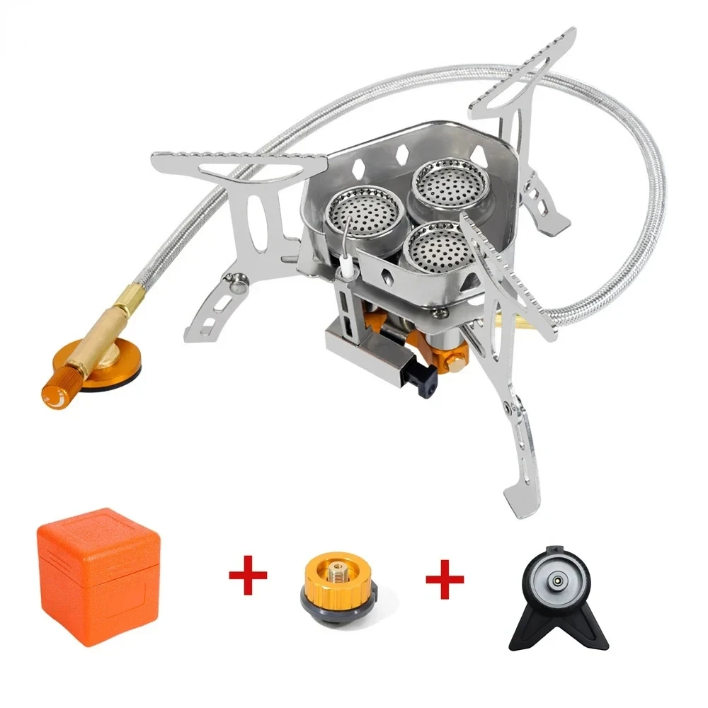 

3 Heads Gas Stove Tourist Camping Burners Folding Backpacking Furnace 5800W Outdoor Hiking Picnic BBQ Cooking Equipment Butane
