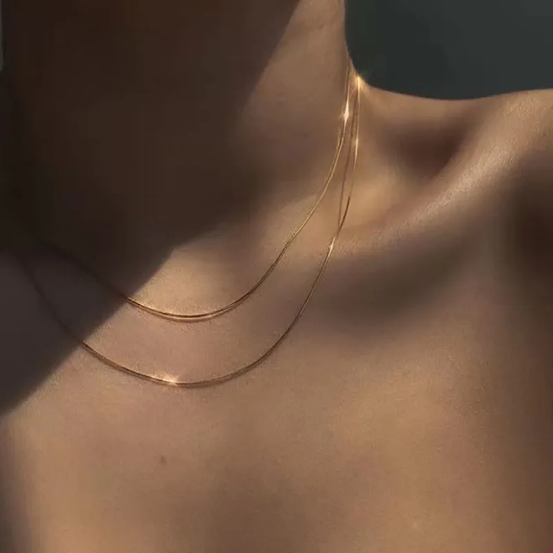 Kpop Women Neck Chain Gold Color Choker Necklaces Thin Chain On The Neck Minimalist Pendant Jewelry 2022 Chocker Collar For Girl