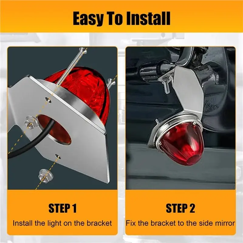 AASS-2X Stainless Steel Watermelon Light Mounting Brackets Universal Front Turn Signal Frame For Semi-Truck & Trailer