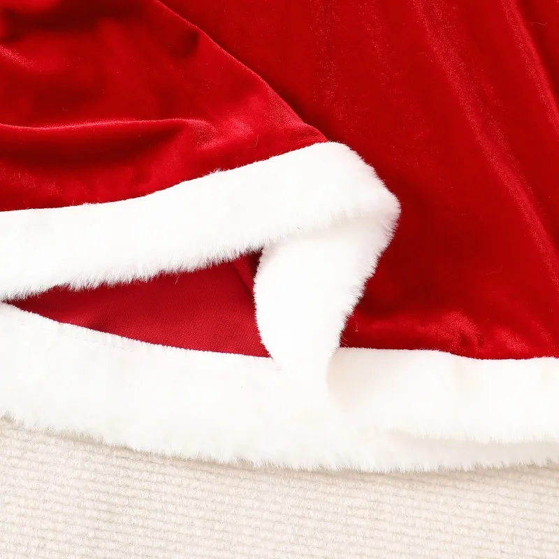 New Christmas Sleeveless One Shoulder Camisole Bow Dress Costume New Year Festival Theme Party Clothes for Baby Girls