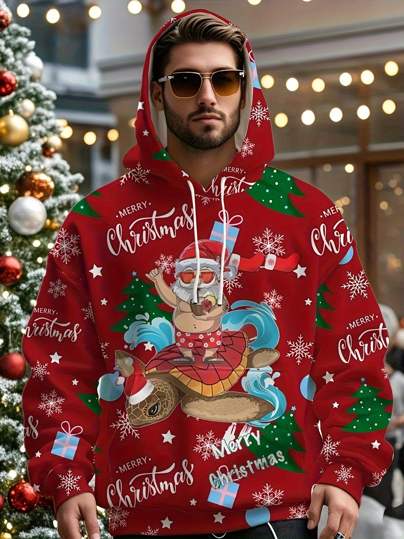 

Autumn Winter New Fashion Christmas 3D Printing Funny Men's Hoodie Santa Claus Cool Christmas Eve Men's And Women's Pullover Top