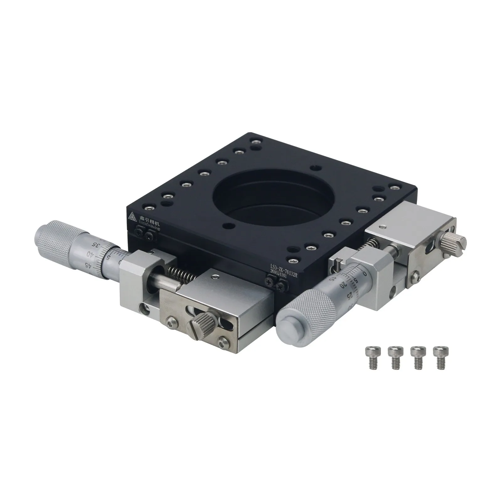 

LSD-ZK-7013R 70*70mm Hollow XY Table Sliding Table 13mm Travel (with Micrometer Heads on the Right)