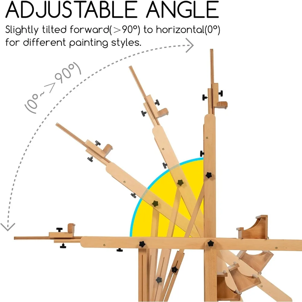 حامل استوديو خشب الزان الصلب الاحترافي - حامل رسم فني بإطار H عالي التحمل من MEEDEN مع 4 تعديلات #3