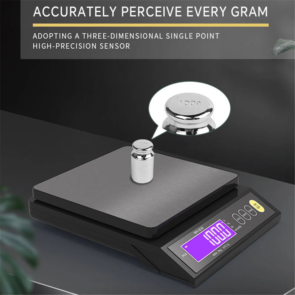 Fully Waterproof Electronic Kitchen Scale 5KG/0.1g 10KG/1g Digital Measuring Weighing Tools Fit in USB Charge/Plug in/Battery