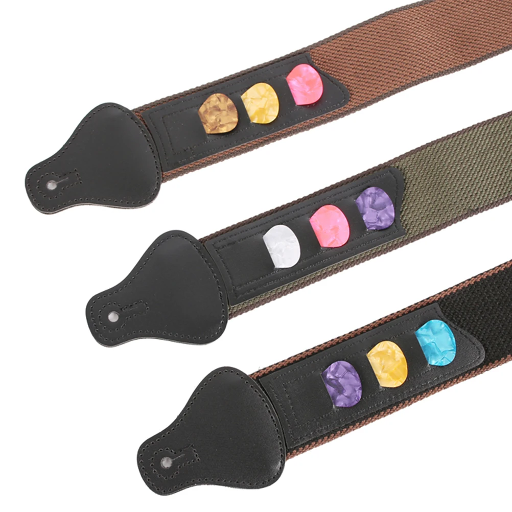

Guitar Strap PU Acoustic with 3 Picks Electric Bass Equipment