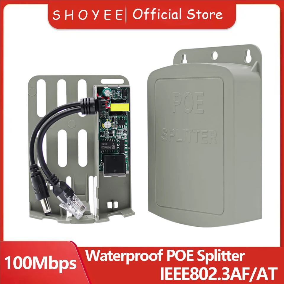 New Waterproof POE Splitter IP67 48V to 12V IEEE 802.3af/at Adapter for Outdoor IP Camera CCTV Security System