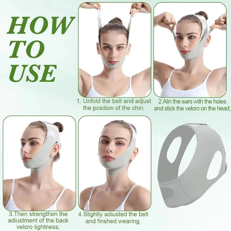 V라인 페이스 쉐이퍼 재사용 가능한 얼굴 슬리밍 밴드 여성용 턱 볼 리프트업 벨트 얼굴 마사지 스트랩 피부 관리 뷰티 도구