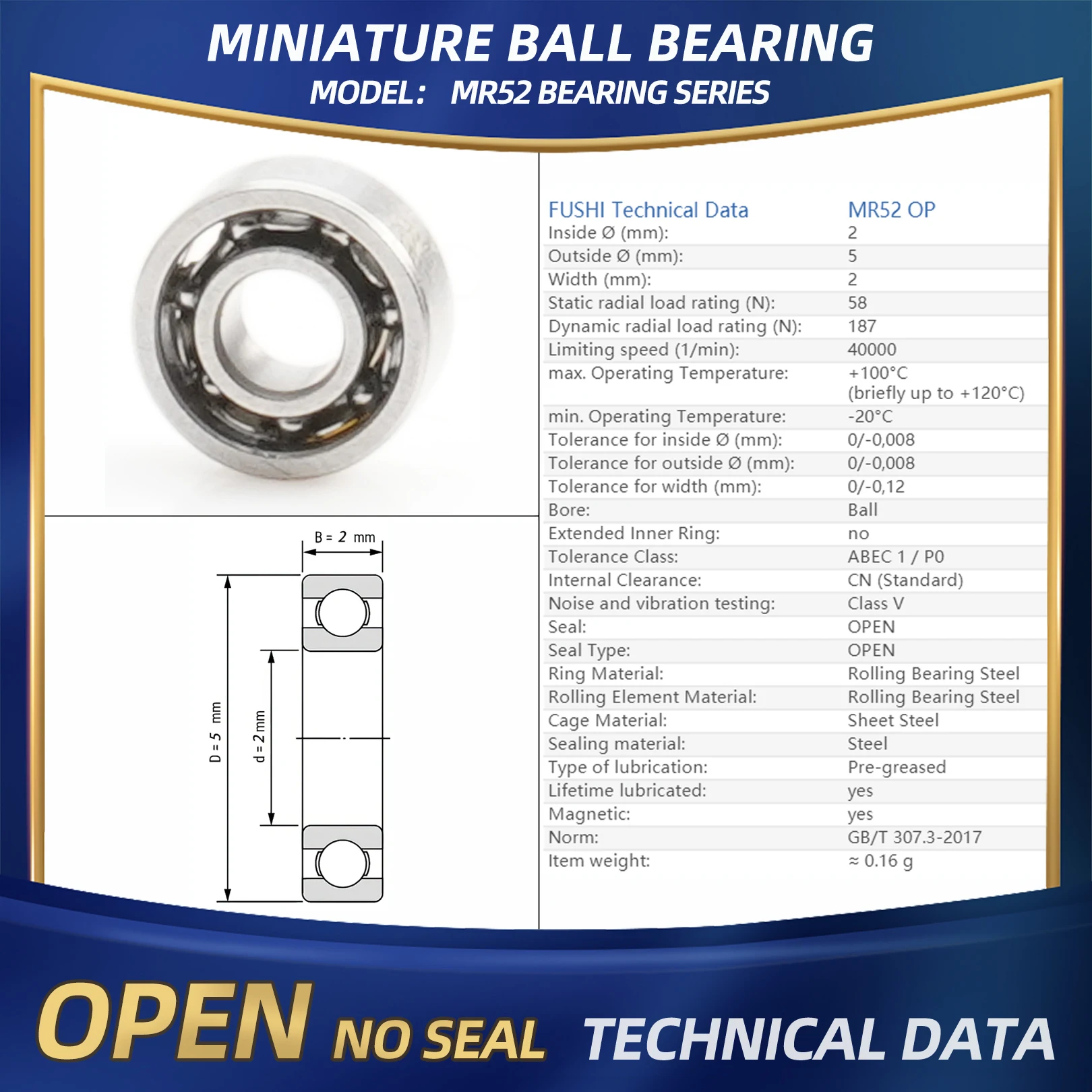 FUSHI MR52 ZZ Lager 2x5x2,5mm 10Pcs MR52ZZ MR52Open Handstück Lager Für Grafikkarte Hohe geschwindigkeit Für Motor L-520zz