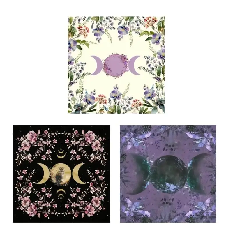 

652F Moon Flower Pattern Astrology Tablecloth Tarots Divinations Tablecloth Altars Cloth Divinations Board Game Accessories