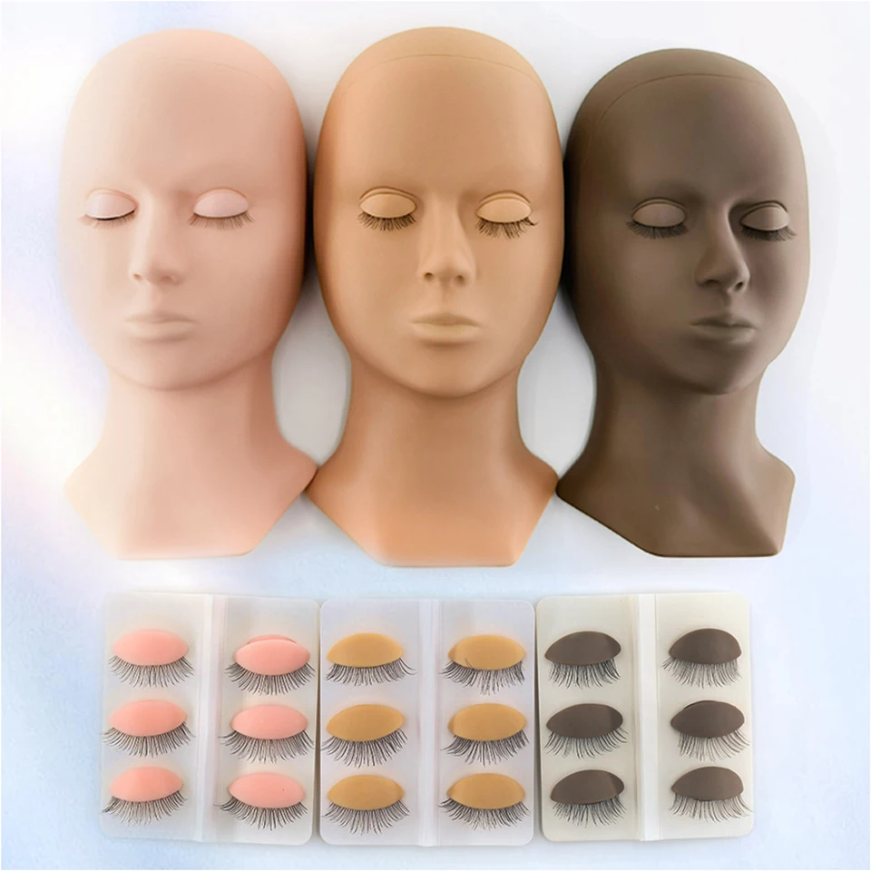 Silicone Training Head Eyelash Extension Practice Model With Removable Eyelids Dummy Makeup Dolls Grafted Lashes Mannequin Head