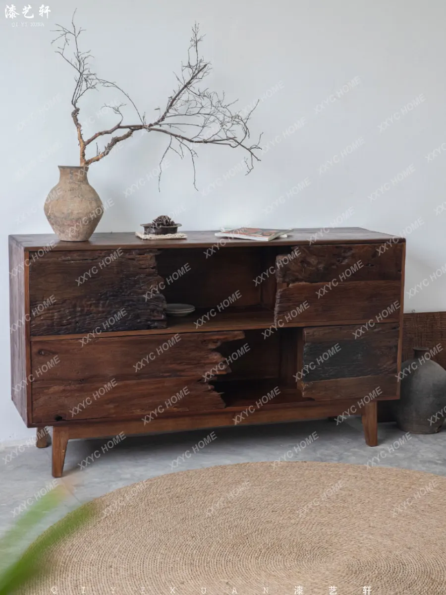 Solid wood wall display cabinet retro old wood side cabinet locker