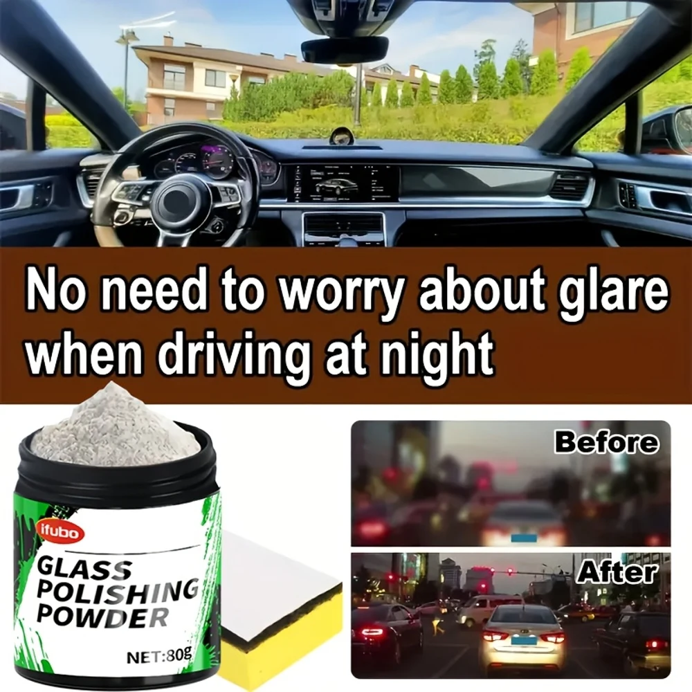 Car Glass Polishing Powder - Detail Polishing to Restore Glass Clarity and Gloss, Reduces Driving Hazards | Suitable for Windows
