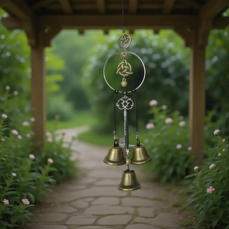 △ 1pc Witch Bell Doorknob Hanging Decorative Wicker Wind Chime Home Decoration