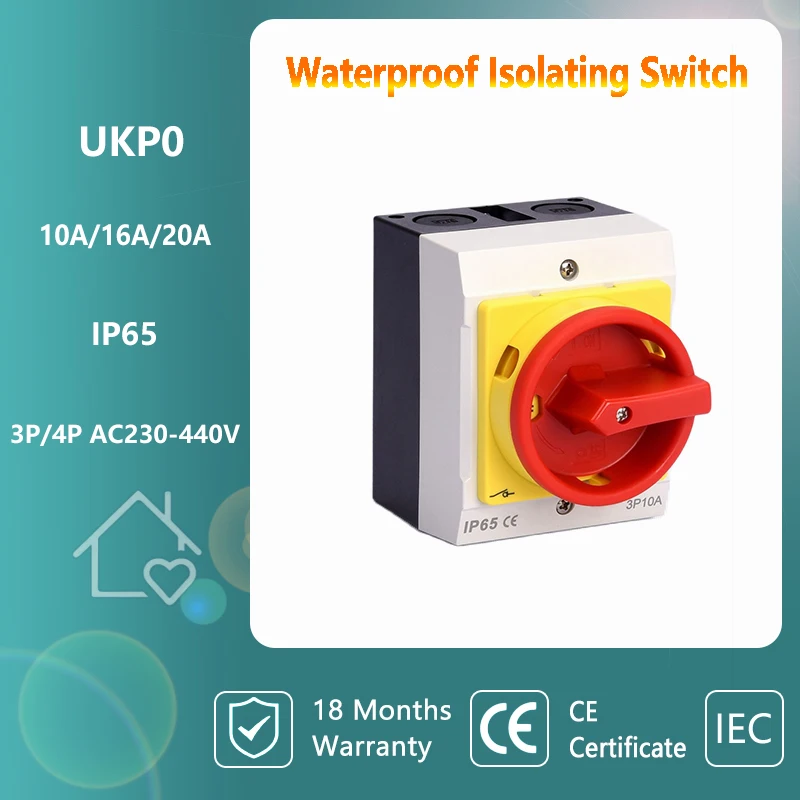 4pole 6A 10A 16A 20A 25A 3pole 32A 440V ELectric IP65 UK Isolator Switch Waterproof Switch ON OFF Disconnecting Switches