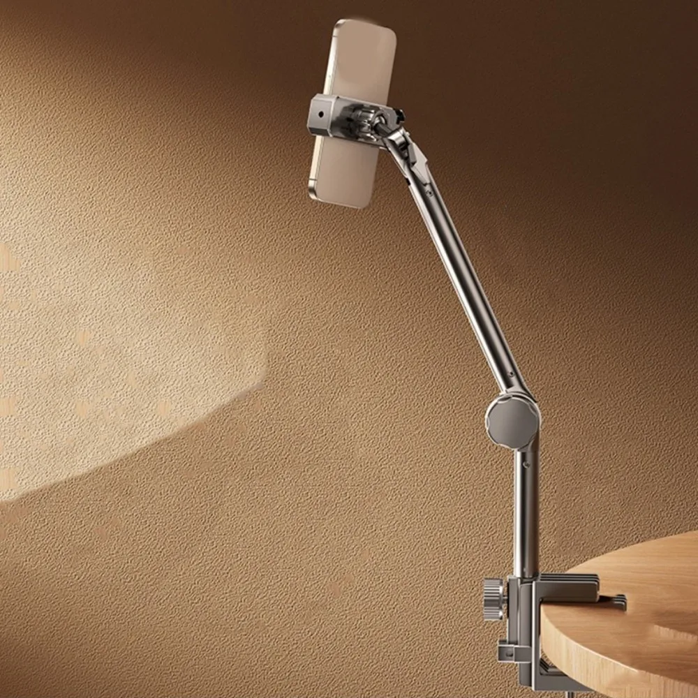 Carbon Steel Phone Tablet Holder 360° Rotating Adjustable Tablet Mount Stand Foldable with Metal Arm Pad Tablet Bracket for Home