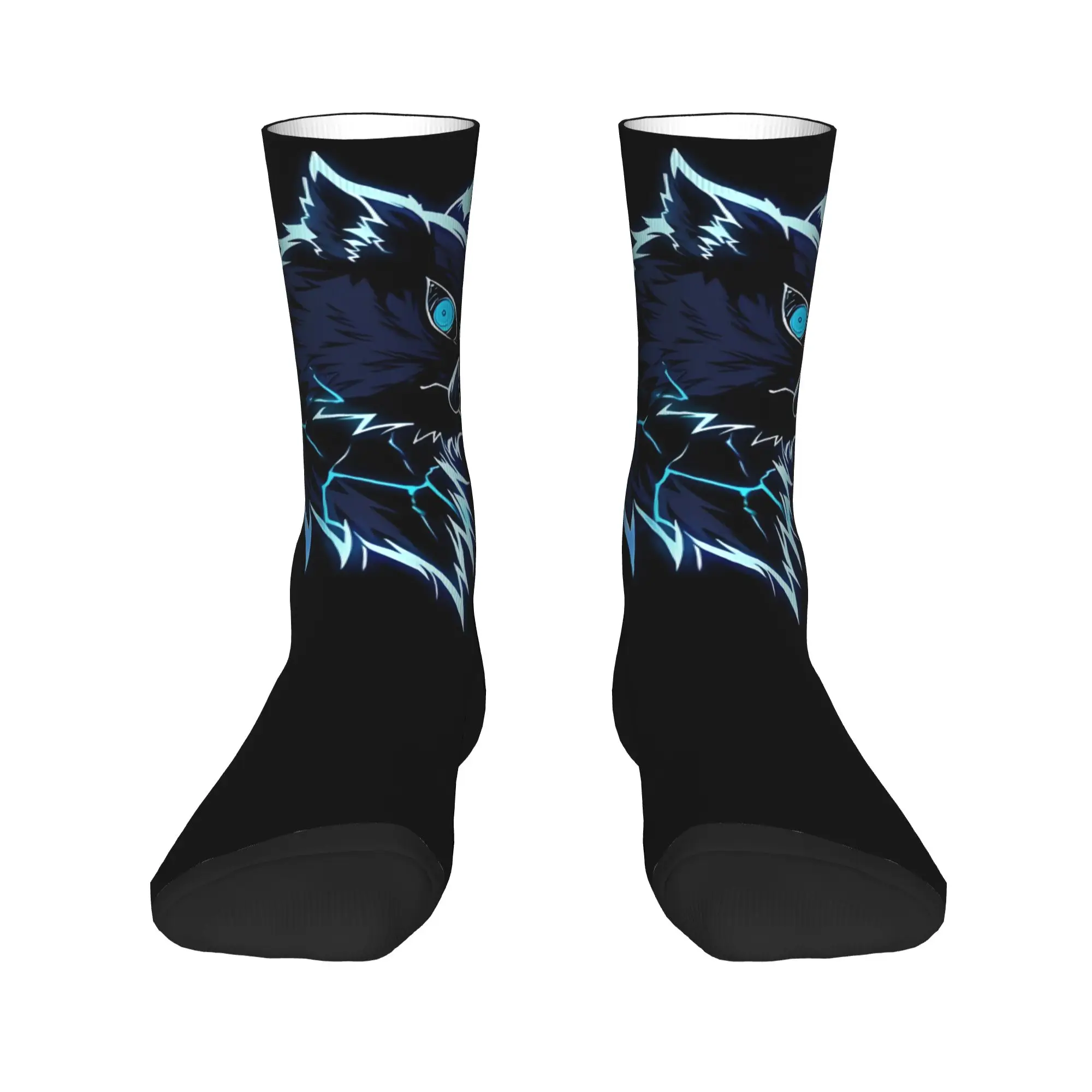 Funny Sock Bandai Demon Slayer Neon Beast Slayer Harajuku Quality Pattern Printed Men Crew Socks Novelty Men's Socks